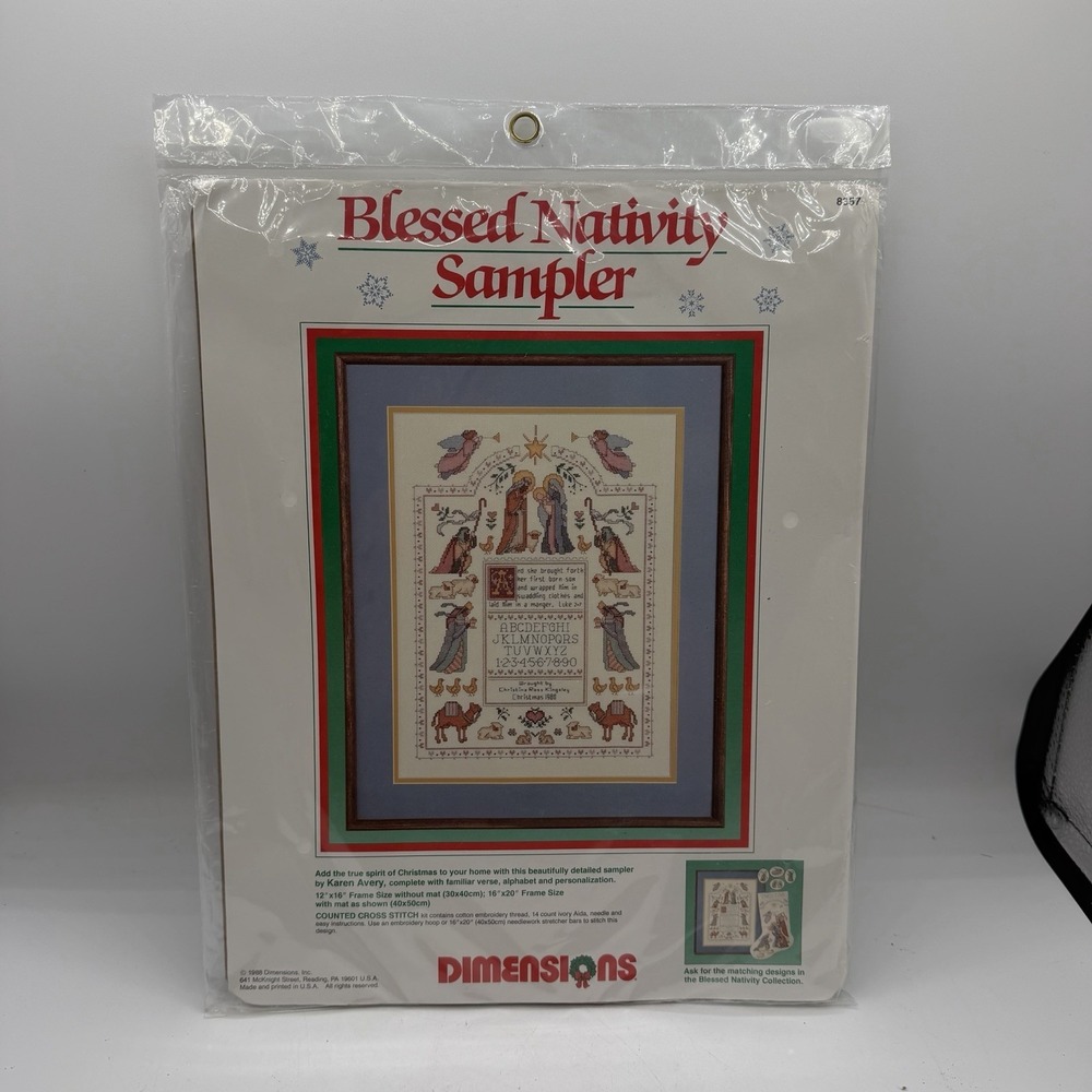 Vintage Dimensions Blessed Nativity Sampler Christmas Cross Stitch Kit 1988